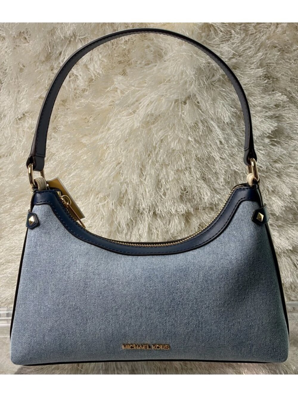 Michael Kors Maeve MD Pouchette in Demin & Leather (Brand New)
